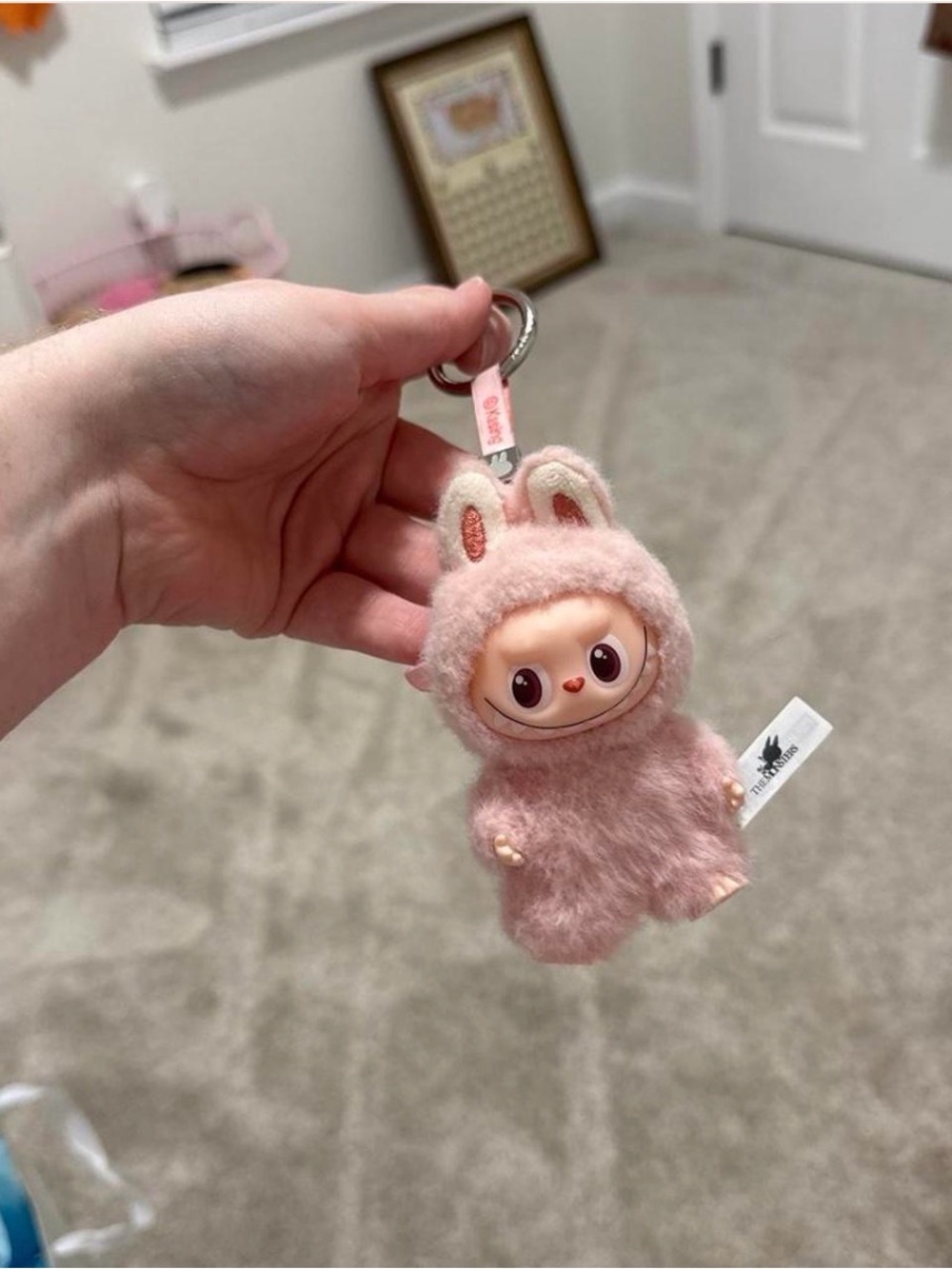 POP MART The Monsters Labubu Pin for Love - Pink Letter U Vinyl Plush Pendant